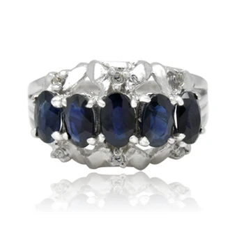 

Qi Xuan_Fashion Jewelry_Dark Blue Stone Elegant Flower Rings_S925 Solid Sliver Fashion Rings_Manufacturer Directly Sale