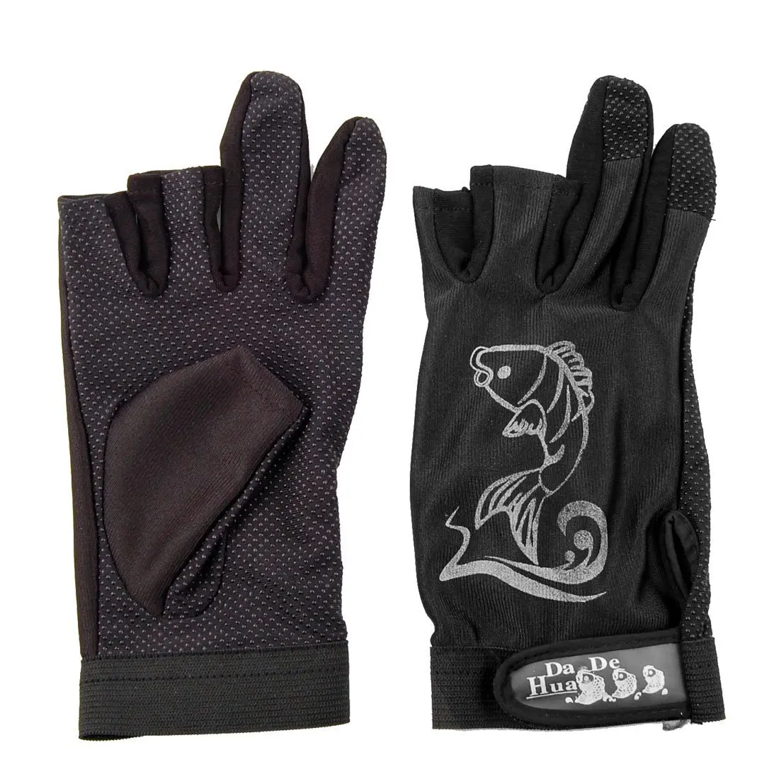 SODIAL R 2 Pcs Rubber Dots Nonslip Palm Two Finger Fishing font b Gloves b font
