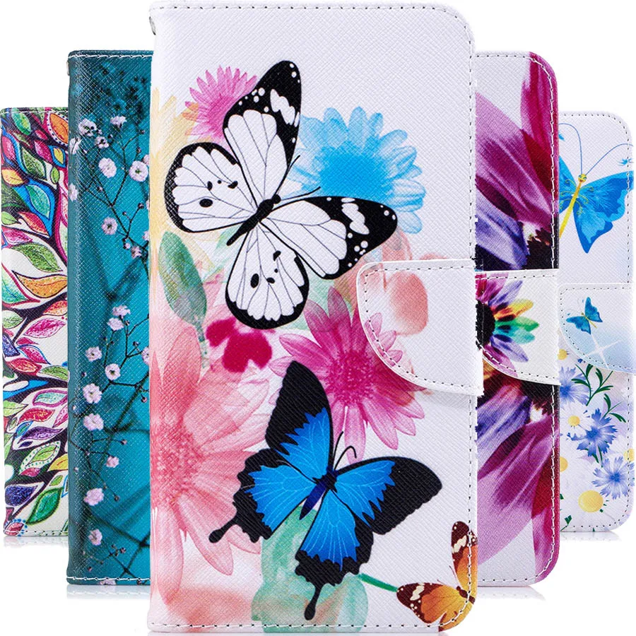 

For NOKIA1 2 3 5 6 2018 PU Leather butterfly Painted case For NOKIA2.1 3.1 5.1 6.1 Luxury Ultra Thin Flip Stand Wallet cases