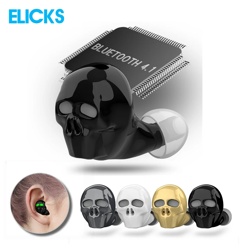 Mini Skull Bone Wireless Bluetooth 4.1 Earphone Hi Fi Handsfree Bass HD