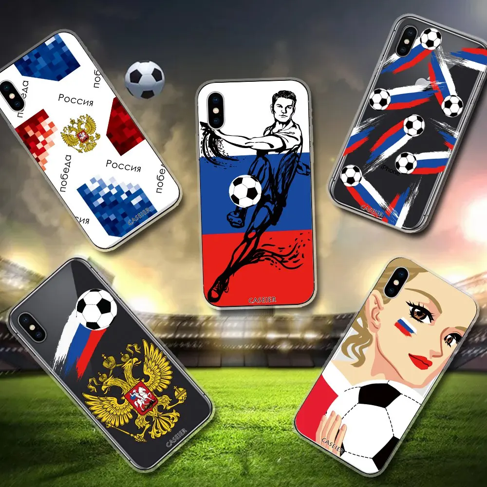 

2018 CASEIER Patterned Back Case For iPhone 5s 5 SE Russian Football Sport Fans Cover Cases For iPhone X 8 7 6s 6 Plus