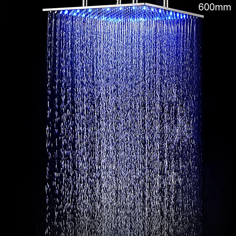 Hotel Ceiling Mounted 24 Inch Large RAIN Massage Shower Panel Head Hydro Power LED Showerhead 304 Stainless Steel Brushed | Обустройство