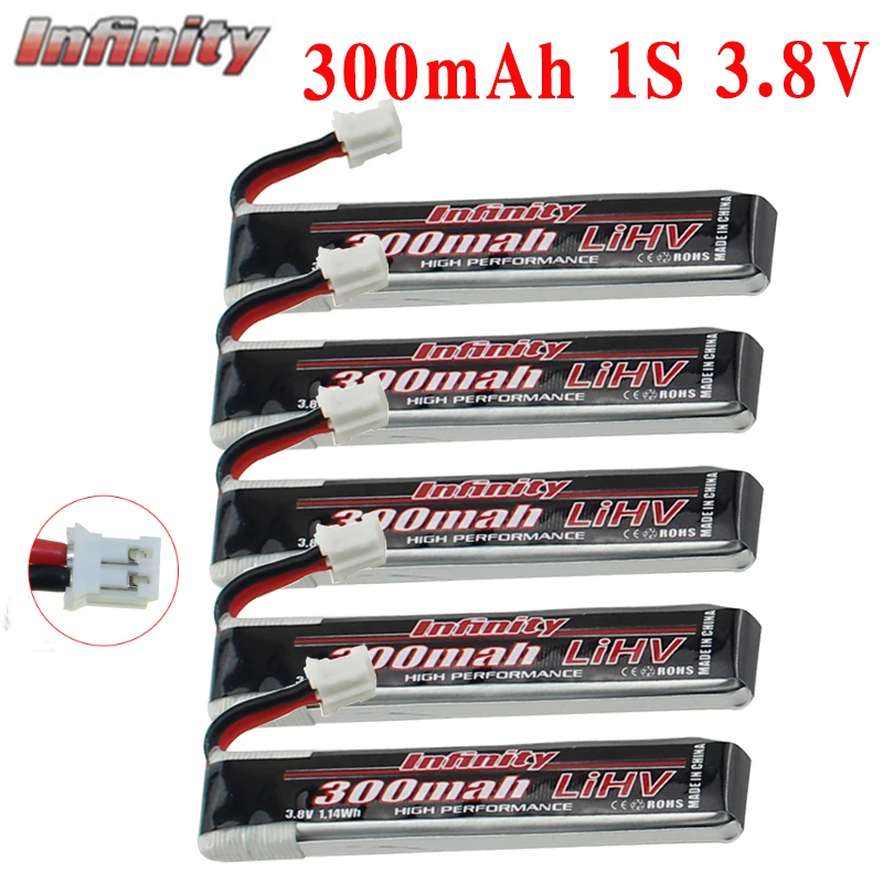 

5PCS Infinity Lipo Battery 300mAh 1S 3.8V 85C 1S Rechargeable FPV Battery with PH2.0 Plug for Indoor Racing Drone Toy