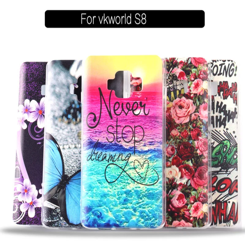 

TPU Back Silicon Cover Case For Vkworld S8 5.99 in Soft Mobile Phone Painted Protective Cover Guard Shell Cases Rear Protector