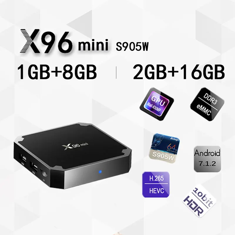 

X96 mini TVbox Android 7.1 TV BOX 2GB 16GB Amlogic S905W Quad Core 2.4GHz WiFi Media Player 1GB/8GB 2GB/16GB X96mini Set-top Box