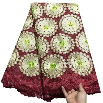 

African Dry Lace Fabric Swiss Voile Lace Fabric High Quality With Rhinestones For Man African Cotton Voile Lace Fabric MER01