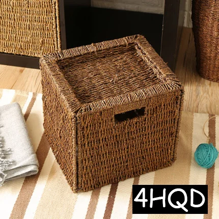 Crafts Creative Handmade Straw Folding Storage Basket Rattan Magazine Weaving BasketBookcase Basket 3