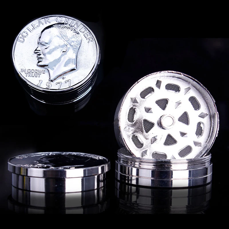 Coin Weed Grinder Smoking Pipe Wood Tobacco Pipe Herb The Grinder