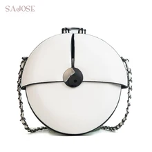 Corssbody сумки для девочек, известный бренд, кожаные женские сумки-мессенджеры, модные дизайнерские цепи, высокое качество, Женская круглая Наплечная Сумка