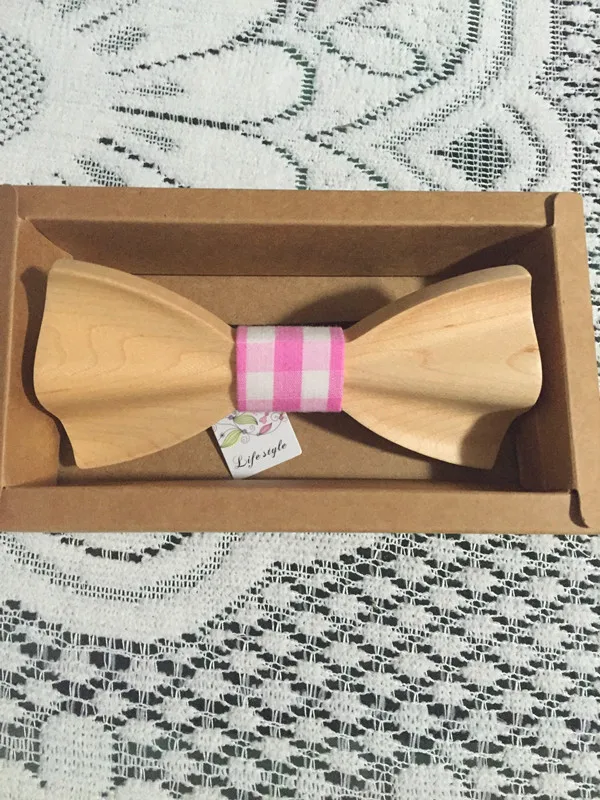 

new arrival men wood bow tie matts triangle plaid shape gentleman bow tie