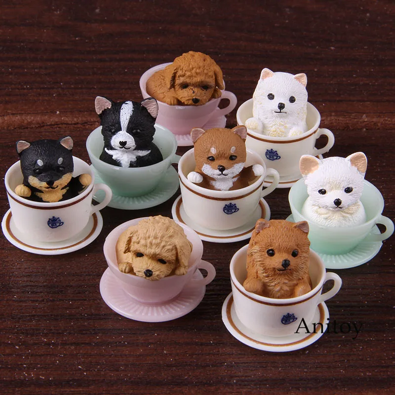 

Animals in Cups Puppy Dog Cute Mini Animal Figures Decoration PVC Mini Dog Action Figure Collectible Model Toy 8pcs/set