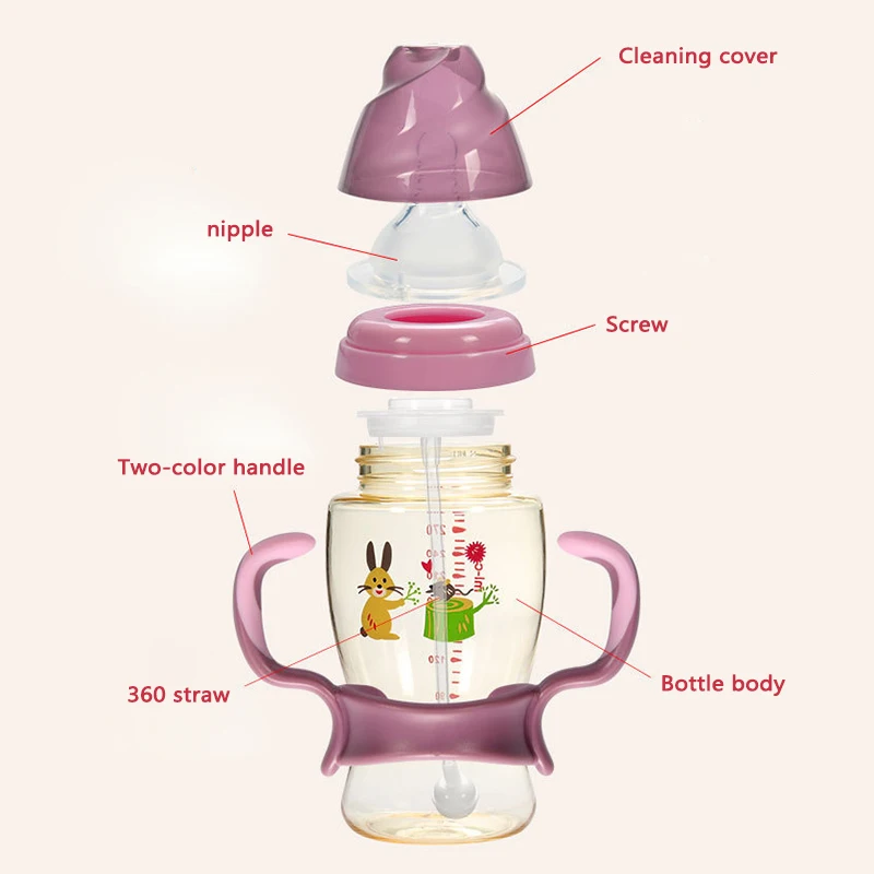 300 мл новорожденных широкий напиток для малышей с принтом в виде бутылки для кормления молочный фруктовый сок воды чашки для кормления