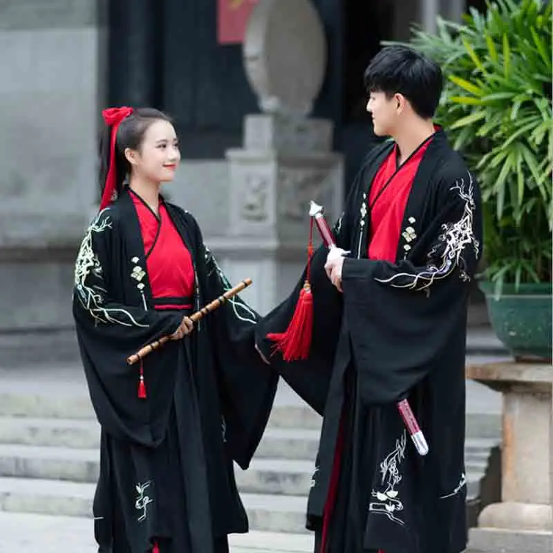 Пара Hanfu черная одежда древней династии свадебное платье большое вечернее с