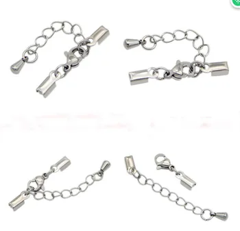 

5psc DIY accessories stainless steel leather cord clip smooth clip buckle bracelet inner hole 3mm