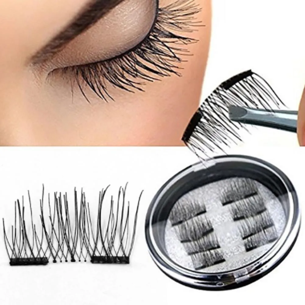 

8pcs/2 Pair magnetic eyelashes 3D magnet lashes with double tiny magnets Natural False Eyelashes Handmade Eye Lashes Extension