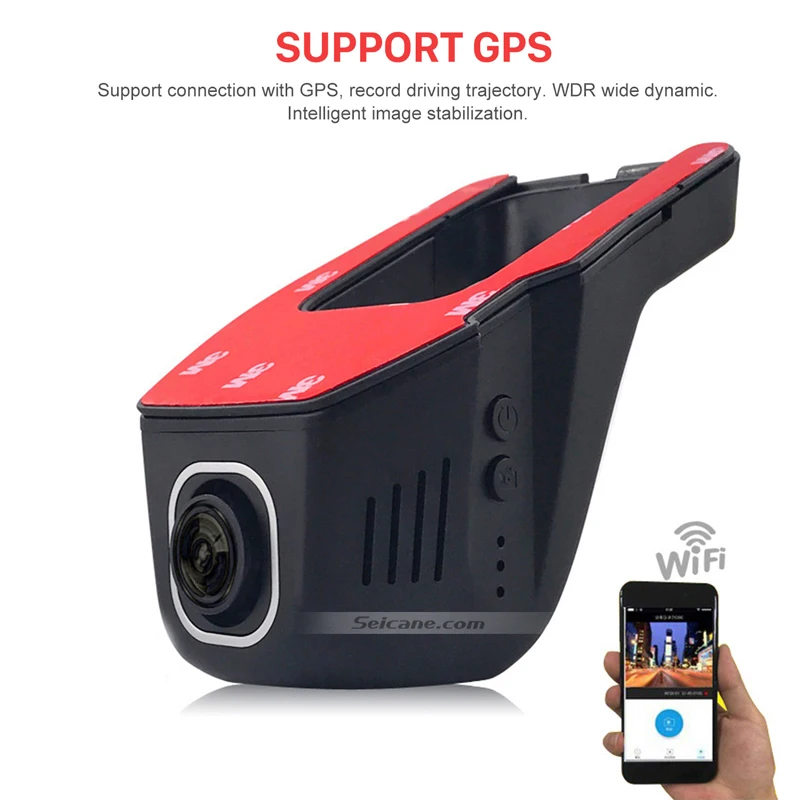  Seicane Hidden HD Wide Angle Car Driving Video Recorder with WIFI GPS Driving Trajectory Parking Mo