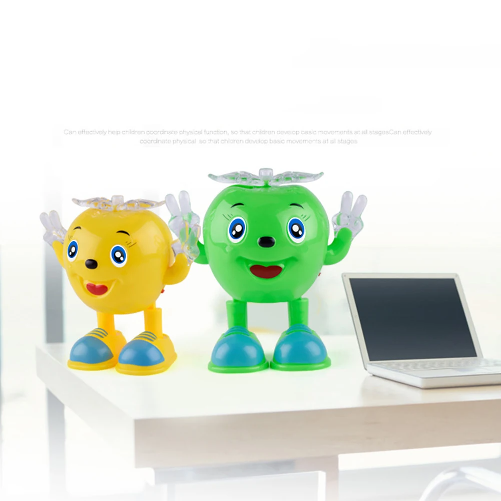 Милый Электрический танцы яблоко робот с светодиодный мигающий Музыка Дети интерактивные игрушки