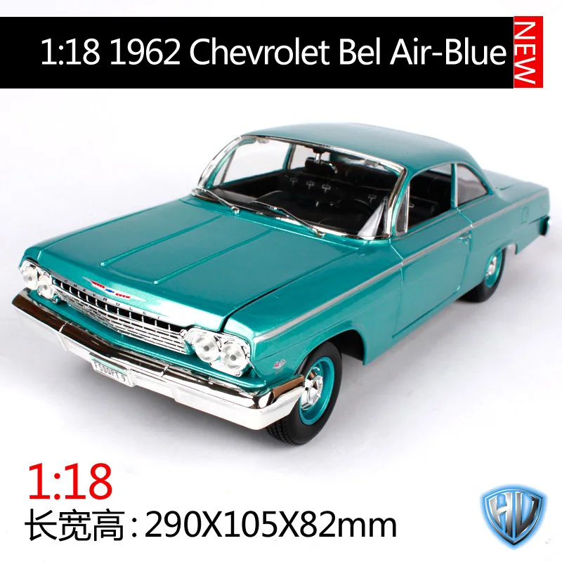 Maisto 1:18 1962 chevrolet bel air синий автомобиль литья под давлением 290*105*82 мм роскошные модели классических машин старый автомобиль игрушка Коллекционирование для мужчин 31641 - Цвет: blue car model