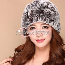 Цена ПРОДАЖИ Новая Мода осенью и зимой кролика рекс меховая шапка и колпачок для женщин Подлинная кролика меховая шапка D-1857