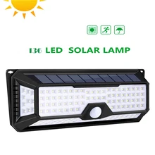 136 светодиодный солнечные фонари для сада Водонепроницаемый светодиодный с солнечной батареей свет наружный аварийный датчик движения лампа бассейн для дорожек и улиц настенный светильник