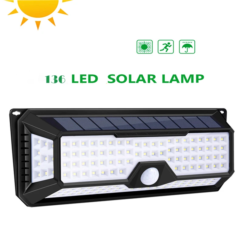 

136 LED Garden Solar Lamp Waterproof Solar LED Light Outdoor Emergency Motion Sensor Lamp Swimming Pool Path Street Wall Light