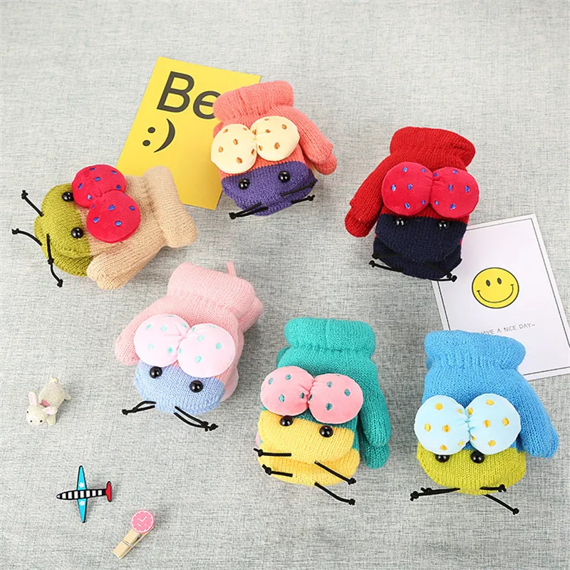 Cute Infant Baby Gloves Mittens Cotton Soft Knitting Warm Kids Gloves Thicken Hot Girls Boys Of Winter Warm Gloves  (10)