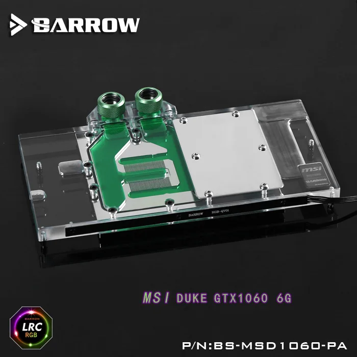 

Barrow BS-MSD1060-PA LRC RGB v1/v2 Full Cover Graphics Card Water Cooling Block for MSI Duke GTX1060 6G