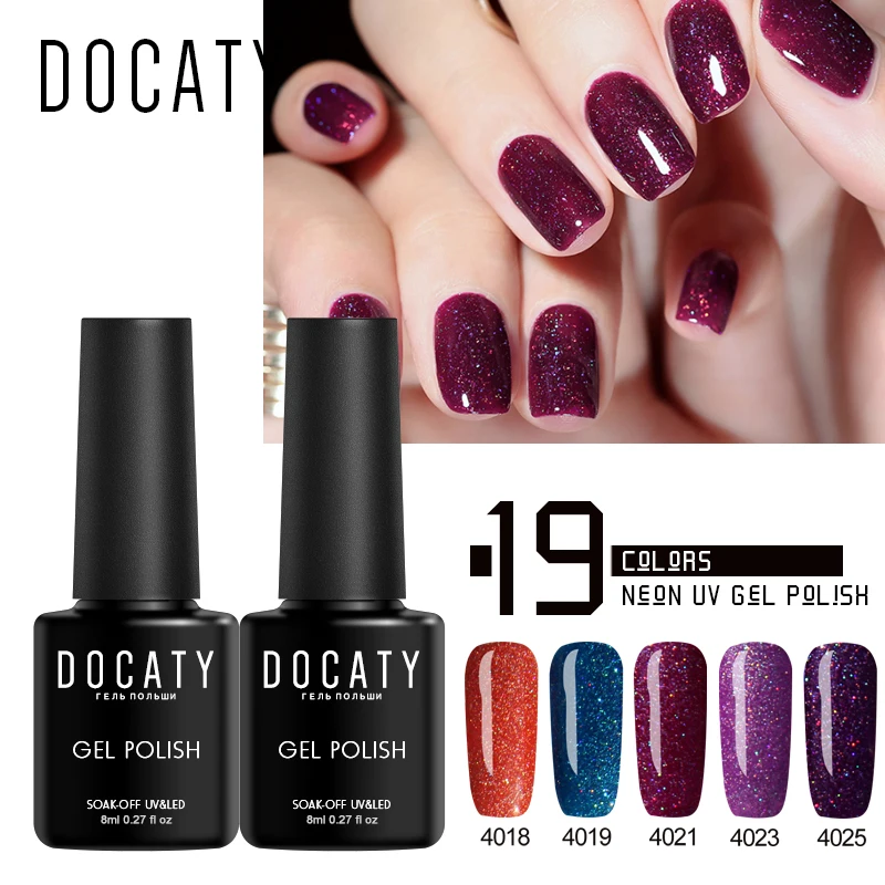 

Docaty UV Gel Varnishes Neon Semi Permanent for Nails Newest UV Gel Nail Polish 19 Color Emerald Green Colorful Nail Art Primer