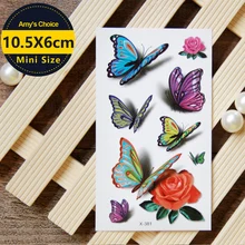 Amazing 3d Butterfly Rose Flash Tattoo Sticker Temporary Body Art Waterproof Henna Tattoo Summer Style Tattoo Adult Sex Product