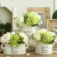 Pastroal Style1 из белой глины Винтаж освежителем Зеленый Искусственный Гортензия ягоды Ваза Набор для домашнего рабочего стола ваза с цветком