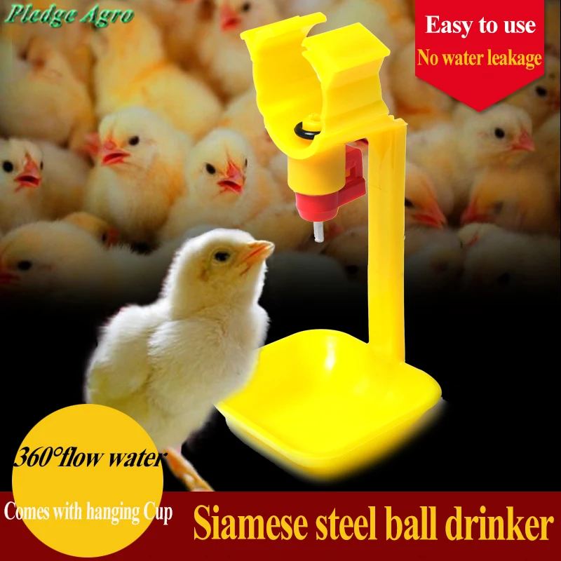 

2PCS Single hang type chicken nipple drinker with cups poultry drinking bowl waterers for chickens water fountain bird my orders