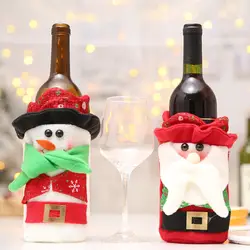 1 шт. Санта Клаус/Снеговик Рождественский узор бутылки вина сумка для хранения милый подарок конфеты сумка новогоднее; Рождественское