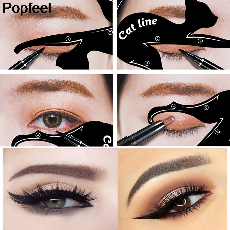 10 в 1 трафарет для подводки глаз и бровей|draw guide|eye liner stencilshaper tool |