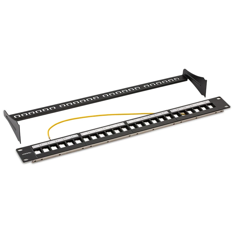 19 дюймовая Модульная патч панель Cat6 с 24 портами включая гнезда Keystone jack RJ45 без