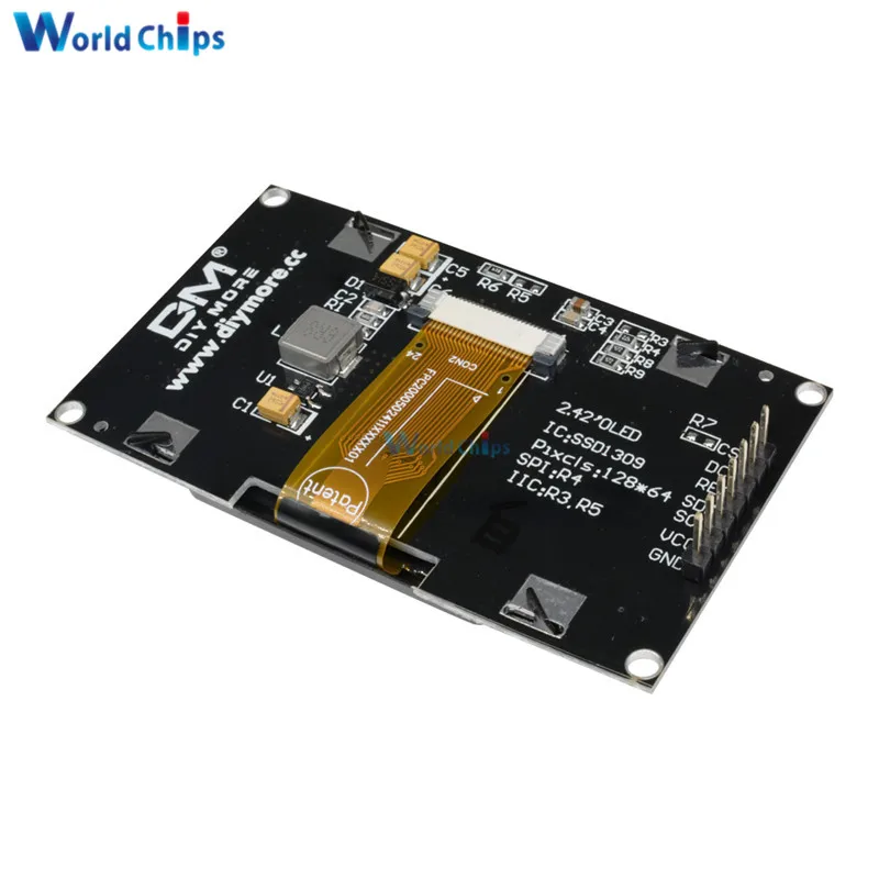 2,4" дюймовый ЖК-экран 12864 128X64 OLED дисплей модуль IIC IEC SPI серийный C51 STM32 SSD1309 для Arduino белый/синий/зеленый/желтый