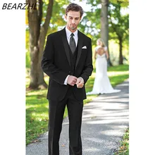 Мужской костюм Костюмы Под заказ смокинг жениха черная одежда 3 шт костюмы