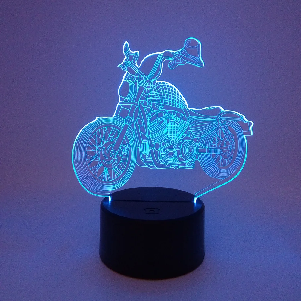 

Motorcycle 3d Nightlight Seven-color Touch Led Visual Desk Lamp Light Gift Atmosphere Led Stereo Table Lamp