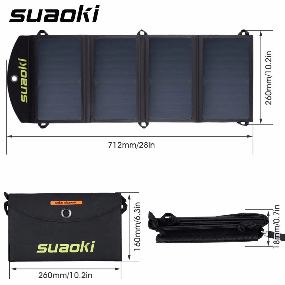 

Suaoki 25W Solar Panels Portable Folding Foldable Waterproof Solar Panel Charger Power Bank for Phone Battery Charger