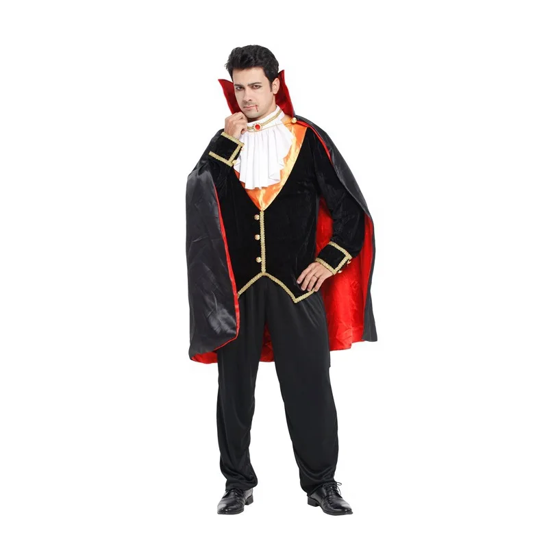 Nero Vampiro Mantello Costume Halloween Fancy Dress Adult Taglia Unica Dracula