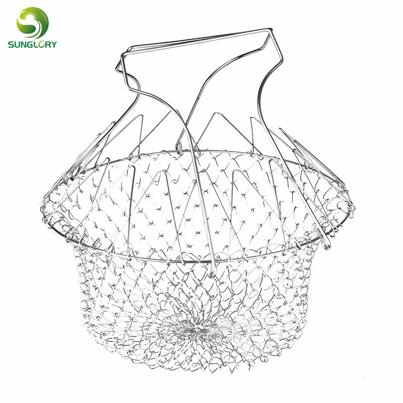 Foldable Steam Rinse Strain Fry Chef Basket Magic Mesh Basket Strainer Net Filter Kitchen Sieve French Chef Basket Cooking Tools|cooking tools|tools cookingkitchen kitchen - AliExpress