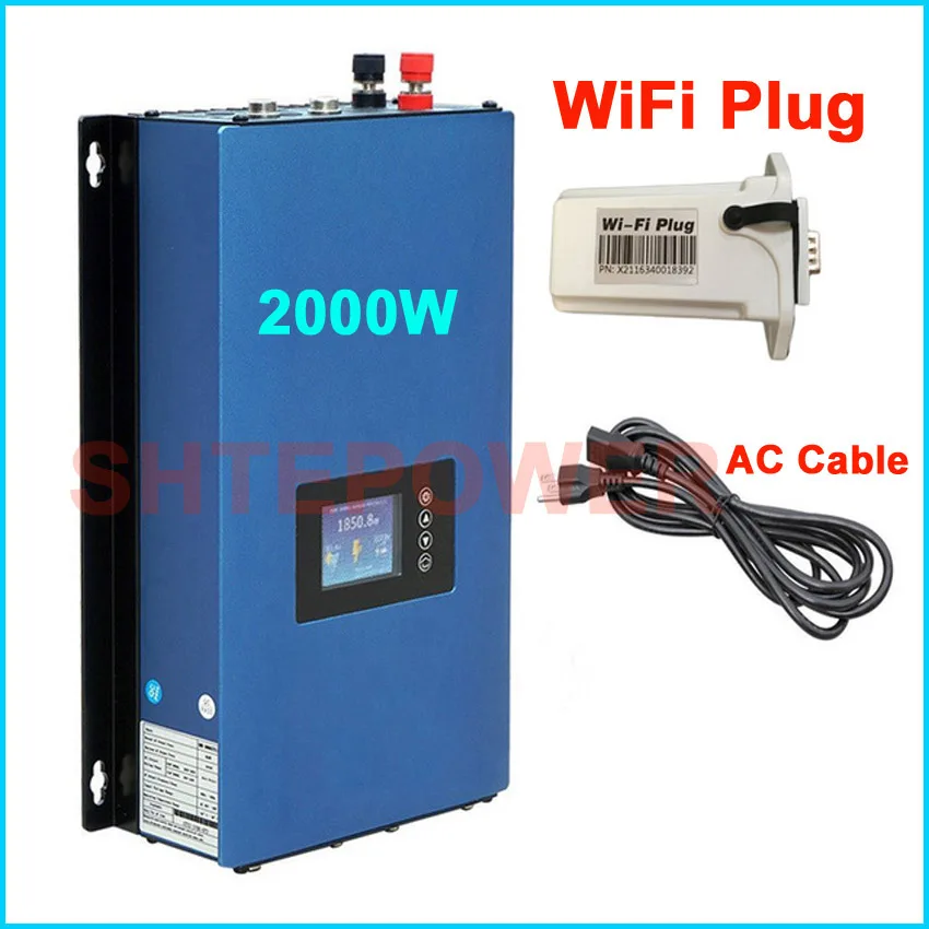 

Inverter with wifi plug DC 48v 72v input MPPT Solar grid tie invertor 2000w battery discharge mode 50Hz/60Hz