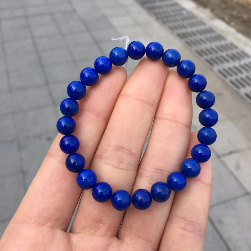 

Fine Jewelry Ntural Blue Lapis Gemstone Bracelets for women 18.2grams 8.1mm Fine Female Hologram Bracelet
