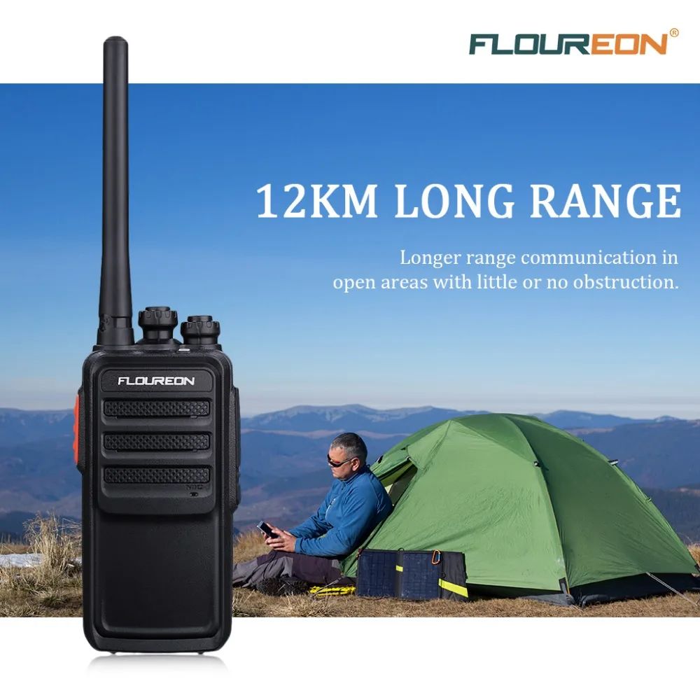Floureon 16CH waklie рации UHF400~ 480 МГц 2-радио USB Li-Ion Батарея Перезаряжаемые 12 км переговорные нам 1 пара иди и болтай walkie talkie s