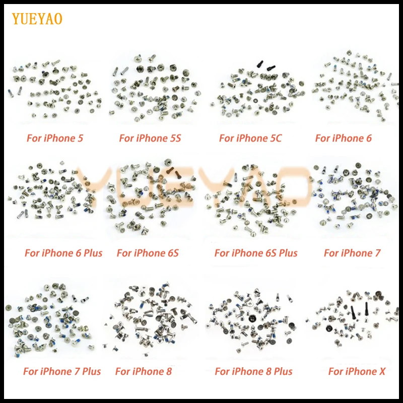 Винты YUEYAO полный комплект винтов для iPhone 5 5C Φ 6G 6S 6 7 7P 8 Plus X ремонтный болт запасные