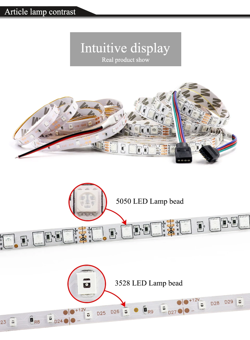 EnwYe 5M 300Leds waterproof RGB Led Strip Light 3528 5050 DC12V 60LedsM Fiexble Light Led Ribbon Tape Home Decoration Lamp_04