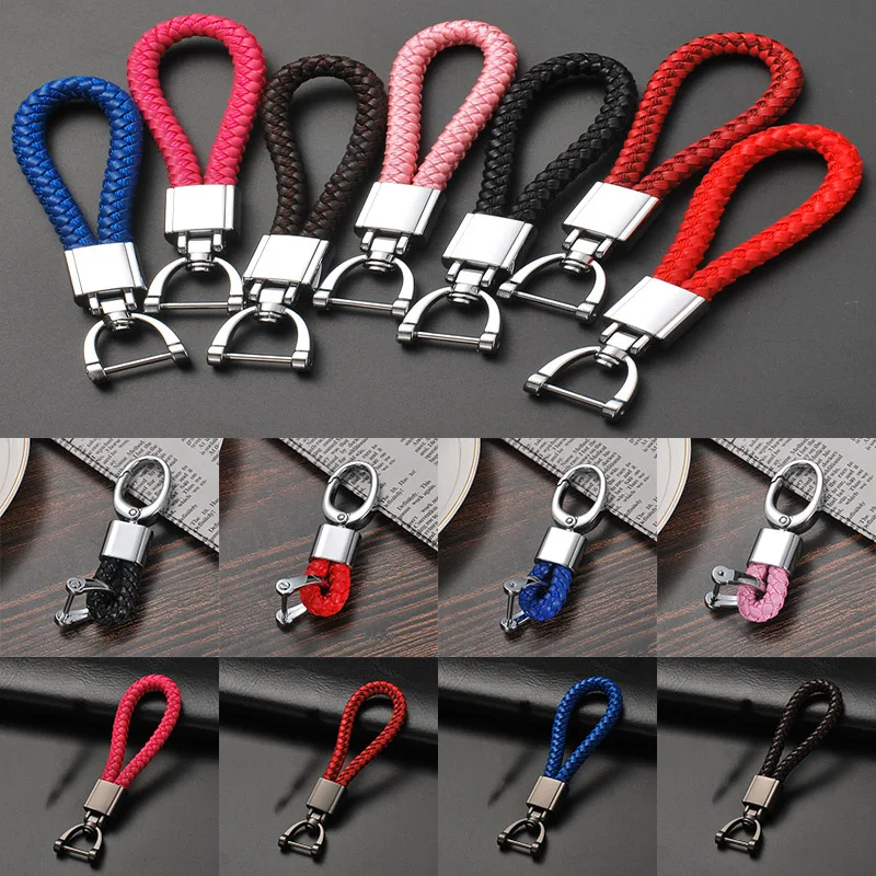 

Leather Woven 360 Degree Rotating High Quality For Car Horseshoe Buckle High-Grade 1PC KeyChain Key Rings Hot Sale Handmade