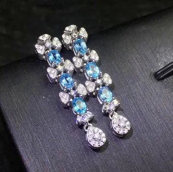 

Blue topaz stud earring Free shipping Natural real blue topaz 925 sterling silver 0.35ct*6pcs gemstone Fine jewelry #J19010909