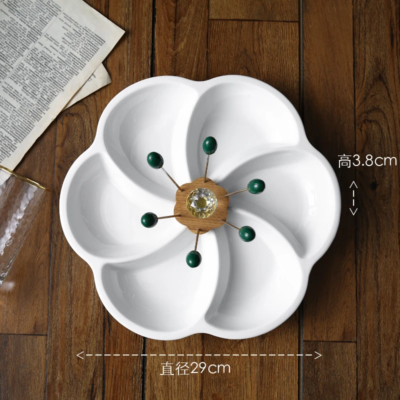 Белый круглый керамический поднос в японском стиле для сервировки фруктов креативные керамические тарелки для закусок/орехов/десертов - Цвет: 01