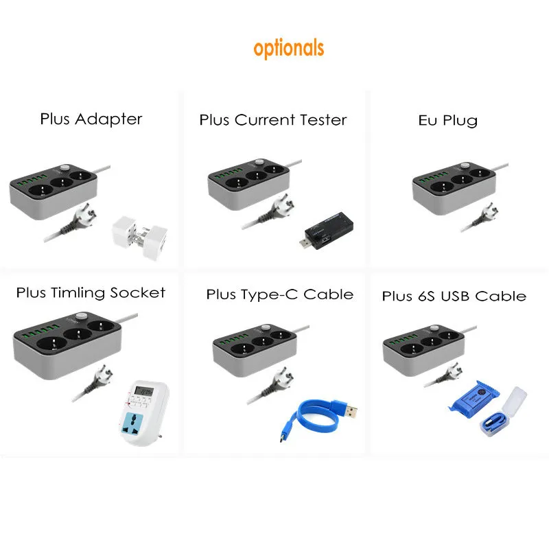 Удлинитель электрический LDNIO Smart EU удлинитель с 3 розетками переменного тока и 6 USB