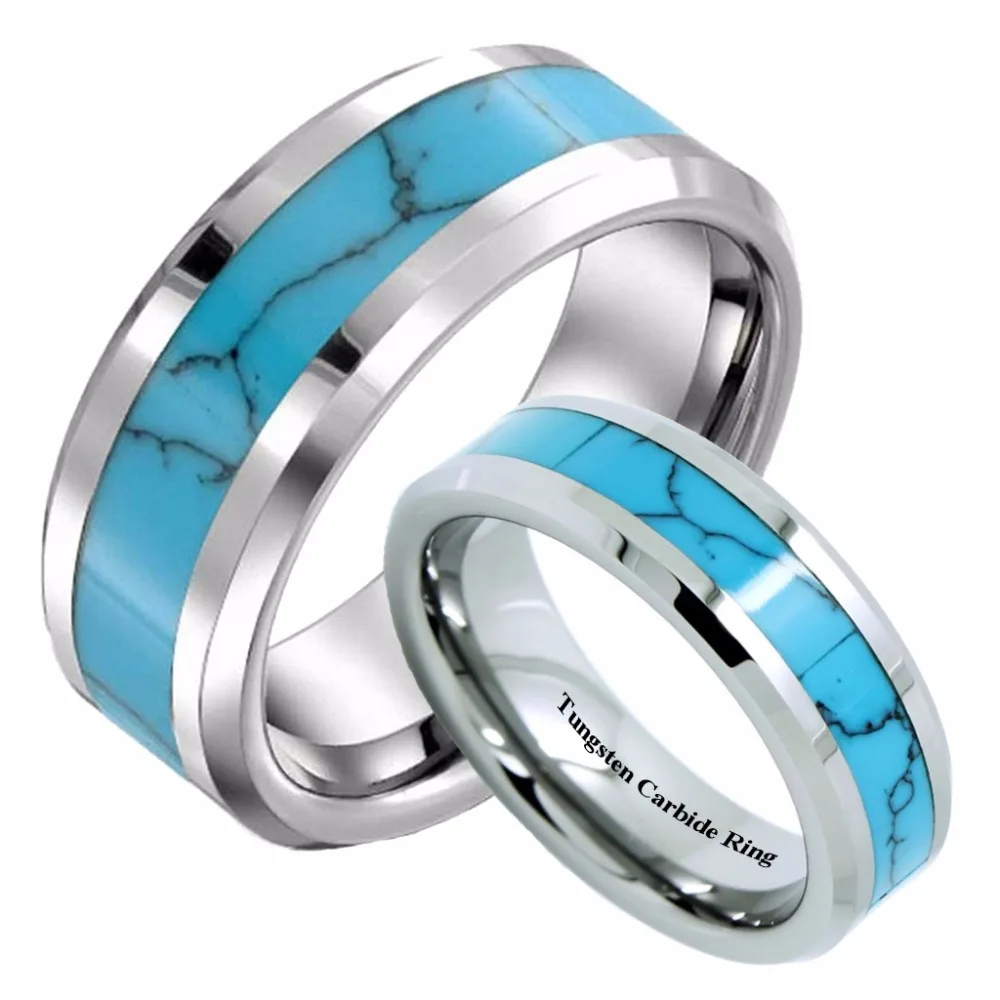 Infinity 6mm/8mm Simple Womens Turquoise Tungsten Carbide